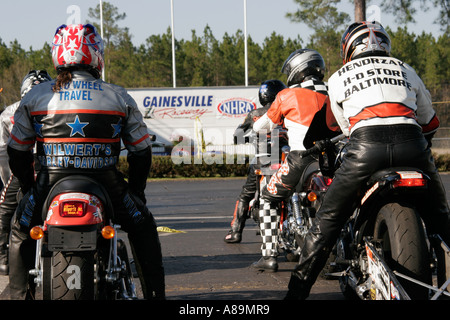 Gainesville Florida,Gainesville Raceway,All Harley Drag Racing Association,AHDRA,Bike Week Nationals,motorcycle motorcycles,visitors travel traveling Stock Photo