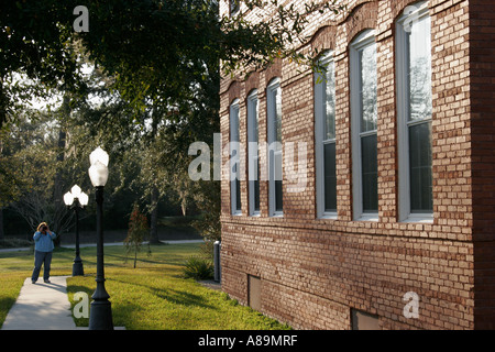 Florida Newberry,Little Red Schoolhouse,constructed,built 1910,windows,brick,visitor,visitors travel traveling tour tourist tourism landmark landmarks Stock Photo