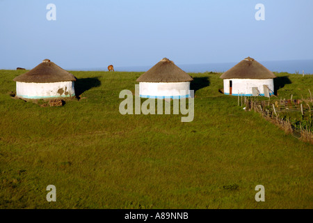 Xhosa huts and a cattle kraal along the Mazeppa Bay road in the Eastern Cape Province of South Africa. Stock Photo