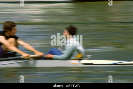 Berkshire Henley on Thames royal regatta rowing boat in motion Stock Photo