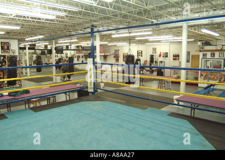 Empty Boxing Ring In Gym Stock Photo