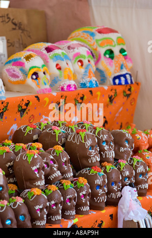 CHOCOLATE SKULLS are sold during THE DAY OF THE DEAD in GUANAJUATO MEXICO Stock Photo