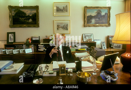 Sir Lew Grade television film and television producer in his office 1978 Stock Photo