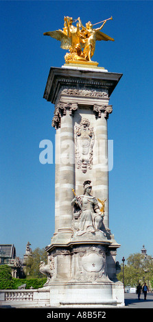 Golden Guardian Pont Alexandre III southern entrance Paris France Stock Photo