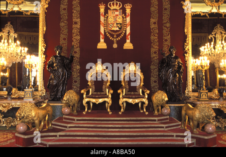 Spain Madrid Royal Palace throne room Stock Photo
