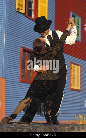Argentina Buenos Aires La Boca district Calle Caminito Tango dancers Stock Photo
