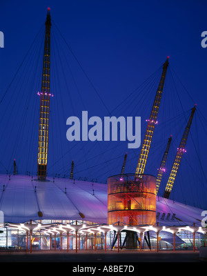 Millennium Dome, Greenwich, London. - Night time exterior view. Architect: Richard Rogers Partnership
