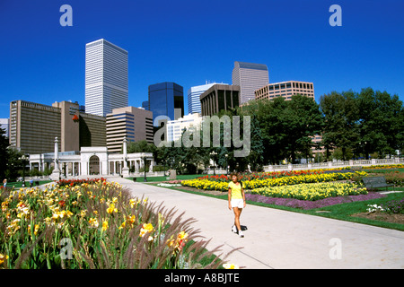 Colorado Denver skyline from Civic Center Park Stock Photo