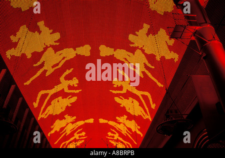 NV Las Vegas Nevada Fremont Street Light Show at night canopy Stock Photo