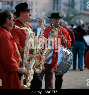 Band at Fete des Vendanges Banyuls-sur-Mer Pyrenees-Orientals Languedoc-Roussillion France Stock Photo