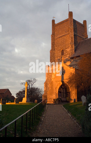 Saxon Cross Shadow Saint Bartholomew's Church in Orford Suffolk England Stock Photo