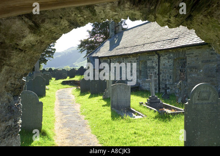 St Michaels Church at Llanfihangel y Pennant near Abergynolwyn, Gwynedd, North Wales Stock Photo