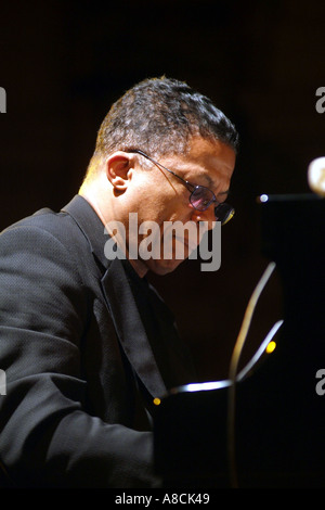 American jazz legend and jazz pianist Herbie Hancock performing live on stage at Cheltenham Jazz Festival Stock Photo