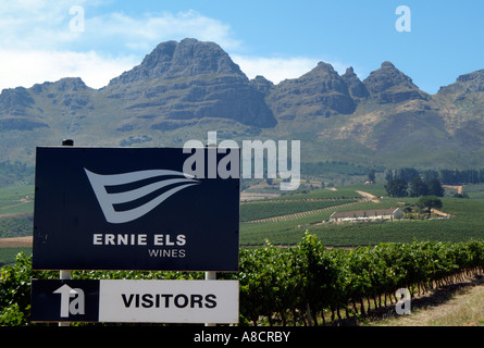 Ernie Els Wine Estate and The Helderberg Mountain on the Stellenbosch wine route Western cape South Africa Stock Photo