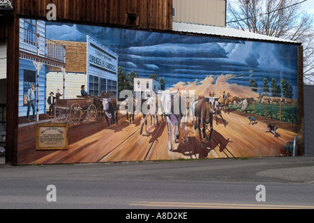 Wall mural in Toppenish Washington a town in central Washington known for is colorful historical murals Stock Photo