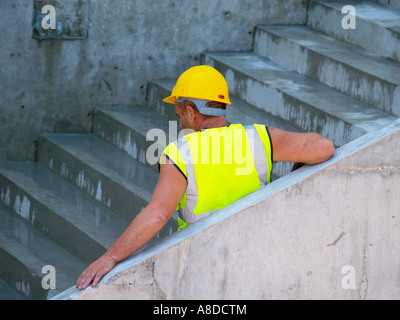 Construction worker taking a break Stock Photo