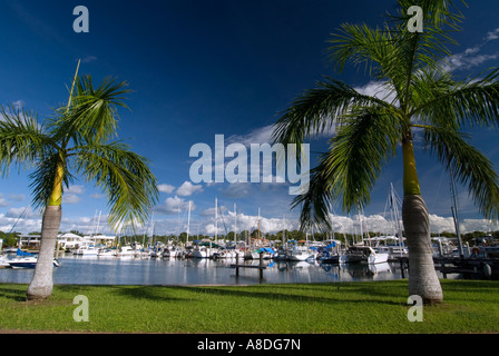 Sailing boats moored in exclusive harbour at Cullen Bay in Darwin Australia 2007 Stock Photo