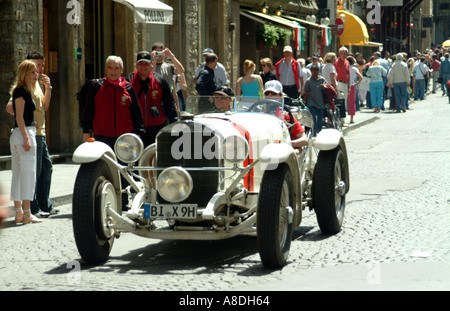 The Mille Miglia 2005 race passing through Florence Tuscany Italy EU German Mercedes Stock Photo