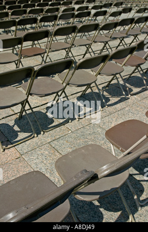 Rows of folding chairs set up for an outdoor event Ottawa Canada Stock Photo