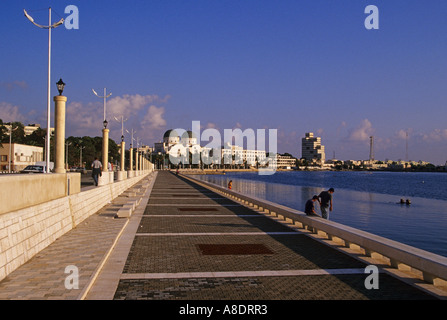 waterfront and mosque former italian cathedral in Benghazi Libya Stock Photo