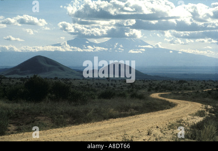 Winding curving Road in Tsavo West National Park Kenya East Africa Stock Photo