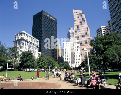 Woodruff Park and city  skyline, Atlanta, Georgia, USA Stock Photo