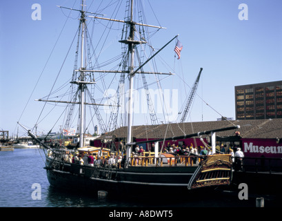 Boston tea party ship in harbour Boston Massachusetts USA Stock Photo