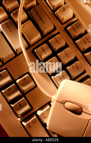 computer mouse on keyboard Stock Photo