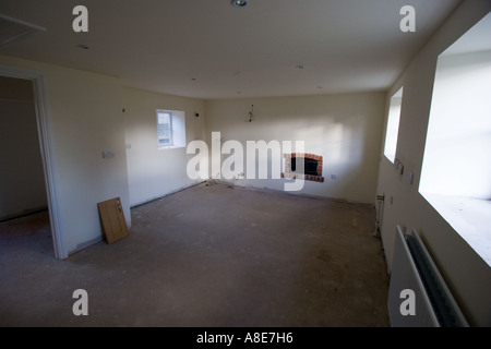 New living space in farmhouse renovation Stock Photo