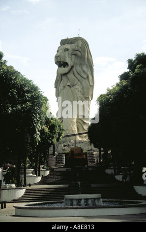 The Merlion Tower on Sentosa Island in Singapore Stock Photo