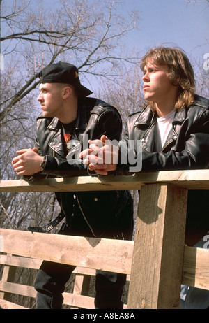 Heavy metal musicians age 21 hanging out on a train bridge. St Paul