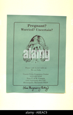 Pregnancy help center sign or poster. Minneapolis Minnesota USA Stock Photo