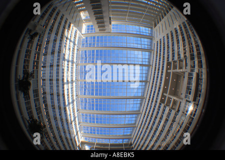 The Interior Atrium within The Hague City Hall Stadhius Den Haag The contemporary housing of the municipal government of The Hag Stock Photo