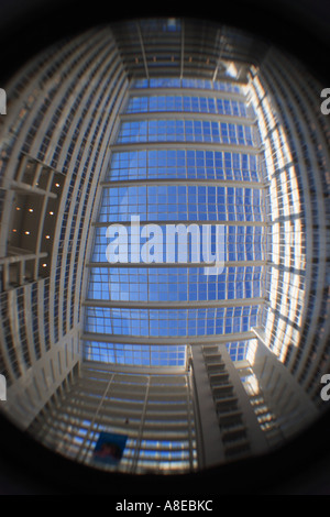 The Interior Atrium within The Hague City Hall Stadhius Den Haag The contemporary housing of the municipal government of The Hag Stock Photo