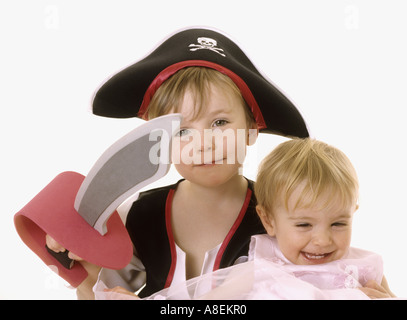 Young children in fancy dress outfits Stock Photo