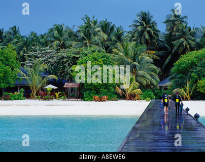Maldives islands Indian ocean Baa atoll, beach Stock Photo