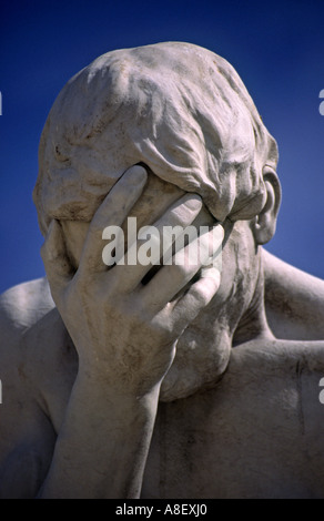 Statue of Cain after the killing of his brother Abel (1896), by Henri Vidal, Jardin des Tuileries, Paris, France Stock Photo