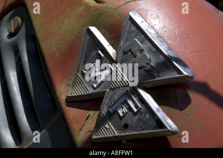 close up of front of old tractor Stock Photo