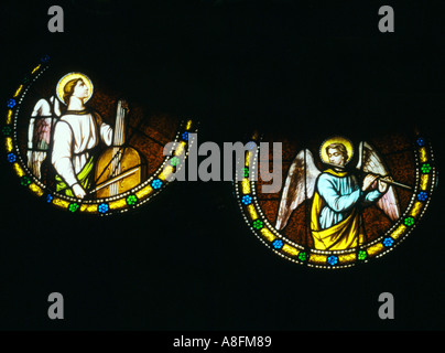 France Abbaye de St Michel de Frigolet Stained Glass Windows Cistercian Monks Lived Here Under Simplistic Rule of St Benedict Stock Photo