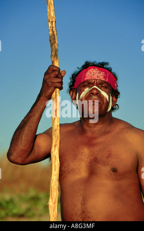 aboriginal gazing at the sea, Darwin, Australia Stock Photo
