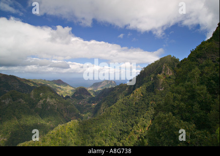 View from Miradouro dos Balcoes near Riberio Frio, Madeira, Europe Stock Photo
