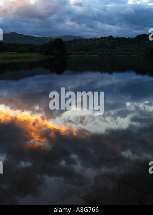 Sunset reflection in Rydal Water in the Lake District National Park, near Ambleside and Grasmere.