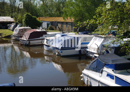 Canal boats in marina at Yalding near Maidstone Kent Stock Photo