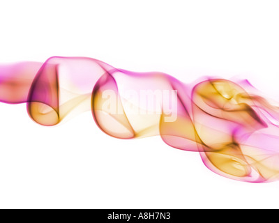 Colorized incense smoke trails on a white background Stock Photo