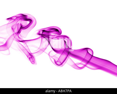 Colorized incense smoke trails on a white background Stock Photo