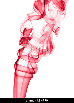 Colorized incense smoke trails on a white background Stock Photo