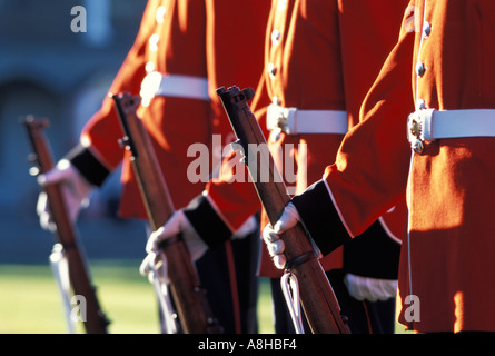 Ceremonial 19th Century Regiment with rifles at attention Fredericton New Brunswick Canada Stock Photo