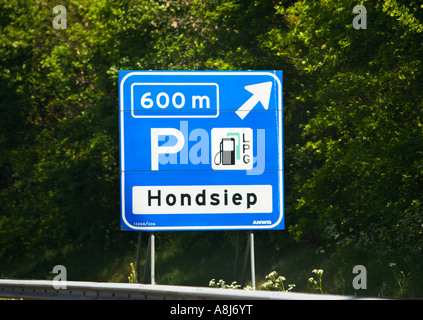 Dutch motorway sign to a service station The Netherlands Europe Stock Photo