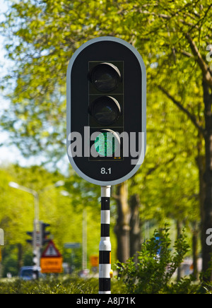 Traffic lights with green light go signal, Europe Stock Photo
