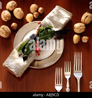 Table set for Christmas Stock Photo